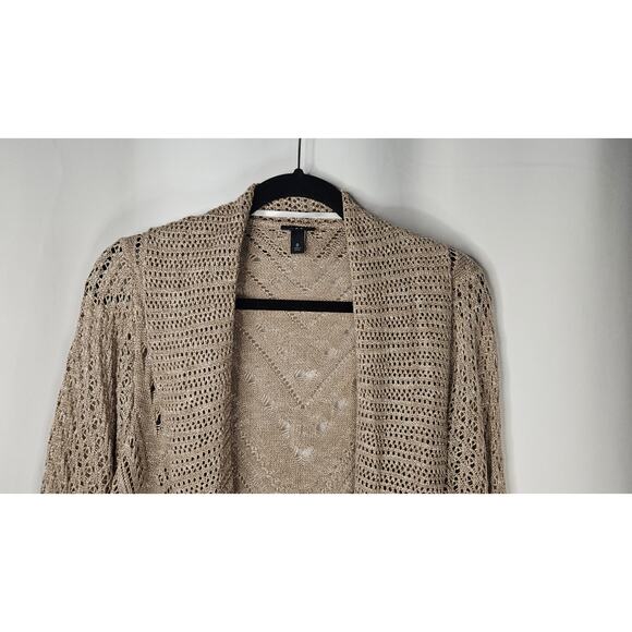 Torrid Long Open Stitch Open Front Cardigan Size 0 Large Lightweight Beige - Picture 2 of 9